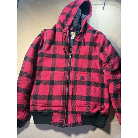 Carhartt Jackets & Blazers - VTG Carhartt Active Jacket Bomber Coat Plaid hooded jacket LADIES Medium